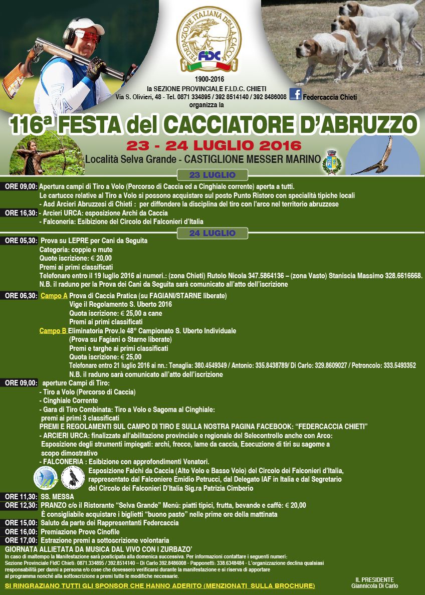 Programma 116 Festa del Cacciatore d'Abruzzo