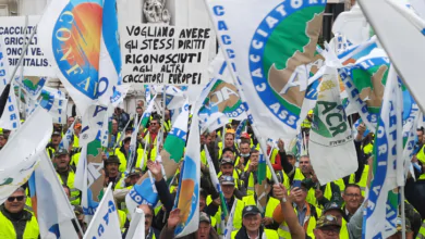 Protesta cacciatori Venezia Veneto